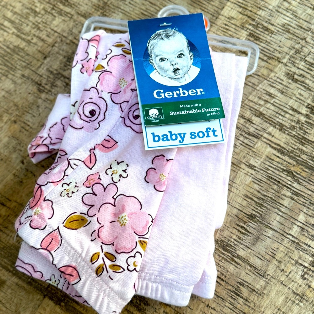 Brand new Baby Soft Gerber baby leggings. 2 of them size 12 months